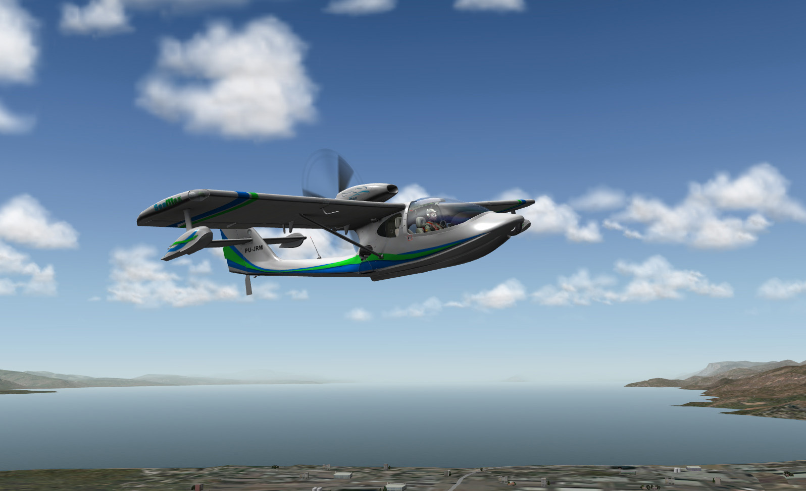 X-Plane - Seamax Airplane Over Water, side view