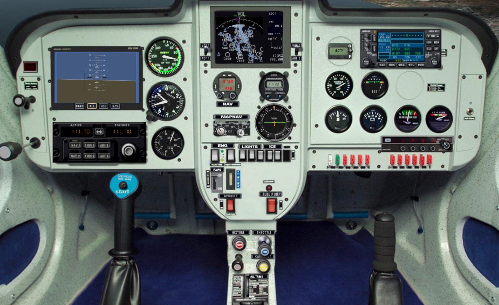 X-Plane - Remos, instrument panel view 3